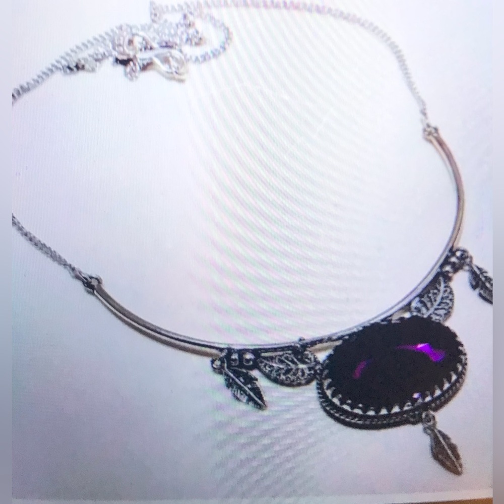 Amethyst Stamped 925 Sterling Silver Necklace